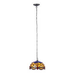 Tiffany by Tiff 1 Light 30cm Dragonfly Ceiling Pendant - Antique Brass - thumbnail 8