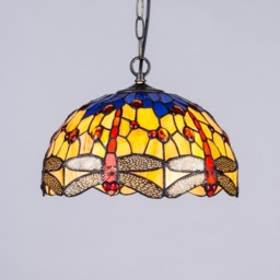 Tiffany by Tiff 1 Light 30cm Dragonfly Ceiling Pendant - Antique Brass - thumbnail 3