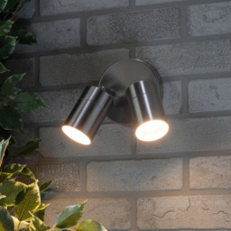 Kenn Twin Adjustable Outdoor 2 Light Wall Spotlight - Steel - thumbnail 5
