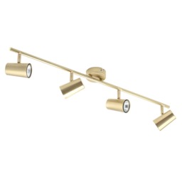 Chobham 4 Light Adjustable Ceiling Spotlight Bar - Satin Brass - thumbnail 1