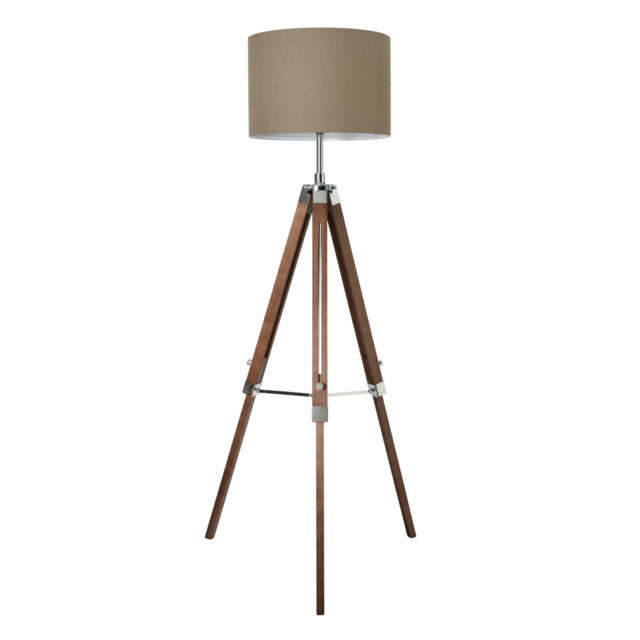 Keegan Adjustable Wooden Tripod Floor Lamp - Dark Brown - image 1