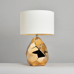 Gold Nugget Table Lamp with Natural Shade - Gold - thumbnail 2