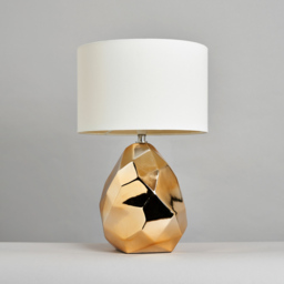 Gold Nugget Table Lamp with Natural Shade - Gold - thumbnail 3