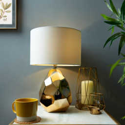 Gold Nugget Table Lamp with Natural Shade - Gold - thumbnail 5