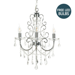 Madonna 3 Light Dual Mount Chandelier with Bulbs - Chrome - thumbnail 2