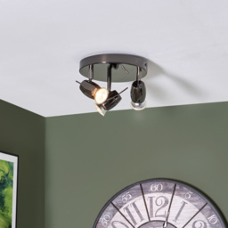 Frank 3 Light Ceiling Spotlight Plate with Free LED's - Black Nickel - thumbnail 5