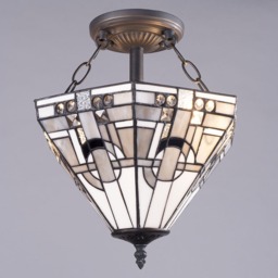 Tiffany by Tiff 2 Light 30cm Art Deco Semi Flush Ceiling Light - Antique Brass - thumbnail 2