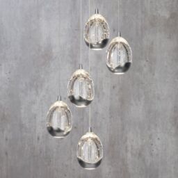 Visconte Bulla 5 Light LED Spiral Cluster Ceiling Pendant Light - Chrome - thumbnail 4