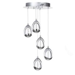 Visconte Bulla 5 Light LED Spiral Cluster Ceiling Pendant Light - Chrome - thumbnail 2