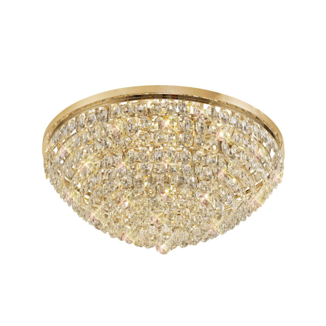 Visconte Maine 15 Light Large Crystal Flush Ceiling Light - Gold - image 1