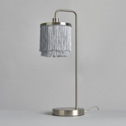 Polly 1 Light Grey Fringed Table Lamp - Satin Nickel - thumbnail 3