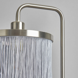 Polly 1 Light Grey Fringed Table Lamp - Satin Nickel - thumbnail 4