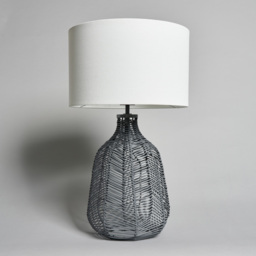 Rattan Table Lamp - Grey - thumbnail 3