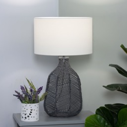 Rattan Table Lamp - Grey - thumbnail 5