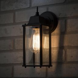 2 Pack of Colone Outdoor Lantern Bevelled Glass Wall Lights - Black - thumbnail 5
