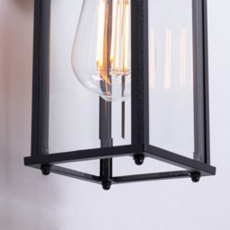 2 Pack of Colone Outdoor Lantern Bevelled Glass Wall Lights - Black - thumbnail 4