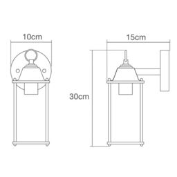 2 Pack of Colone Outdoor Lantern Bevelled Glass Wall Lights - Black - thumbnail 6