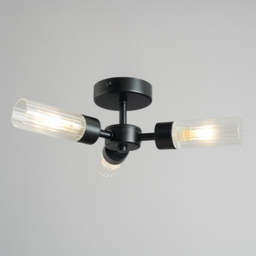 Mavis 3 Arm Semi Flush Bathroom Ceiling Light - Black - thumbnail 2