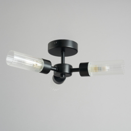 Mavis 3 Arm Semi Flush Bathroom Ceiling Light - Black - thumbnail 3