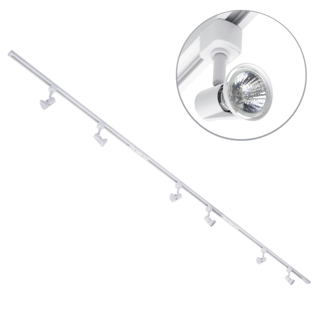 3m Straight Track Light Kit with 6 Harlem Heads and LED Bulbs - White - image 1