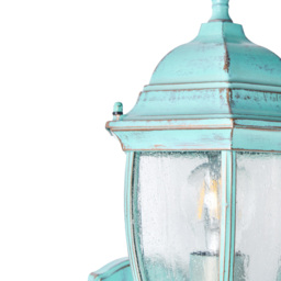 Deonte Large Seeded Glass Outdoor Lantern Wall Light - Verdigris - thumbnail 8
