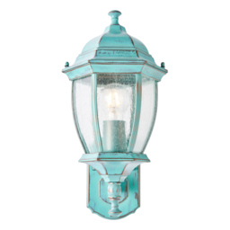 Deonte Large Seeded Glass Outdoor Lantern Wall Light - Verdigris - thumbnail 7