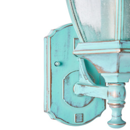 Deonte Large Seeded Glass Outdoor Lantern Wall Light - Verdigris - thumbnail 9