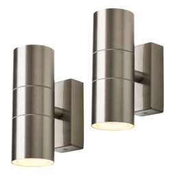 2 Pack of Kenn 2 Light Up and Down Outdoor Wall Light - Stainless Steel
