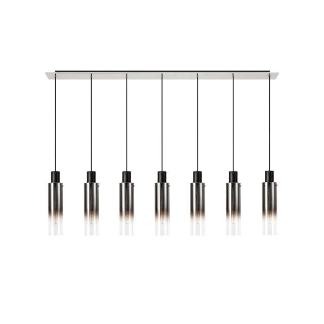 Visconte Fumo Slim 7 Light Ceiling Pendant Bar with Smoke Shades - Chrome - image 1