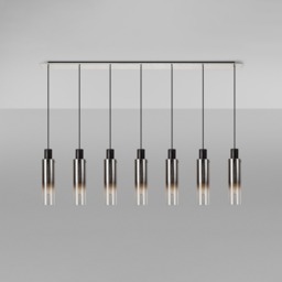 Visconte Fumo Slim 7 Light Ceiling Pendant Bar with Smoke Shades - Chrome - thumbnail 3