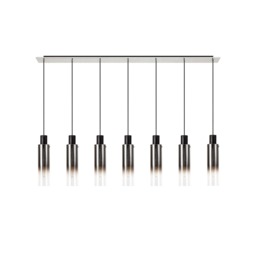 Visconte Fumo Slim 7 Light Ceiling Pendant Bar with Smoke Shades - Chrome - thumbnail 1