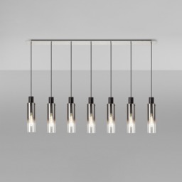 Visconte Fumo Slim 7 Light Ceiling Pendant Bar with Smoke Shades - Chrome - thumbnail 2
