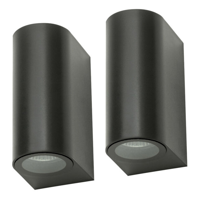 Pack of 2 Wye 2 Light Up and Down Outdoor Wall Lights - Black - image 1