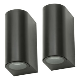 Pack of 2 Wye 2 Light Up and Down Outdoor Wall Lights - Black - thumbnail 1