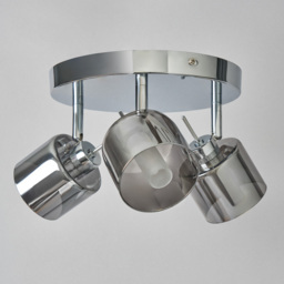 Peggi 3 Light Ceiling Spotlight Plate with Smoke Shades - Chrome - thumbnail 3