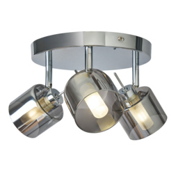 Peggi 3 Light Ceiling Spotlight Plate with Smoke Shades - Chrome - thumbnail 1