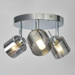 Peggi 3 Light Ceiling Spotlight Plate with Smoke Shades - Chrome - thumbnail 2