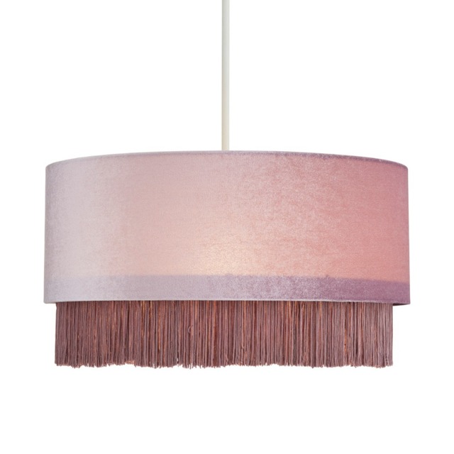 Tess Fringed Easy to Fit Lamp Shade - Lilac - image 1