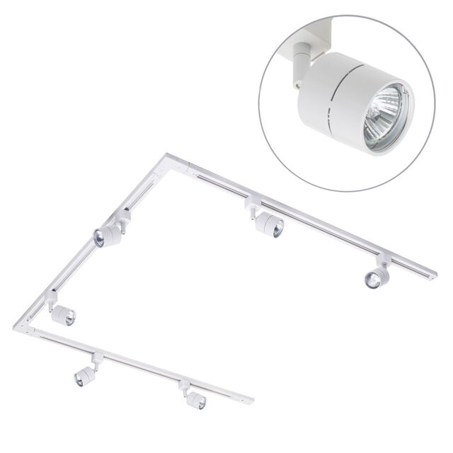 3 metre U Shape Track Light Kit with 6 Soho Heads and LED Bulbs - White - image 1