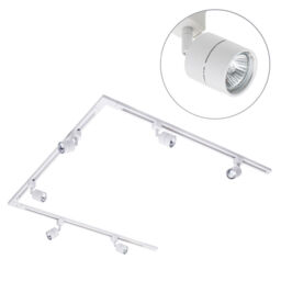 3 metre U Shape Track Light Kit with 6 Soho Heads and LED Bulbs - White - thumbnail 1