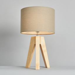 Devlin Wooden Tripod Table Lamp - Taupe - thumbnail 2