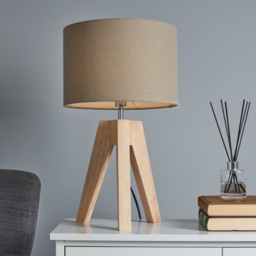 Devlin Wooden Tripod Table Lamp - Taupe - thumbnail 8