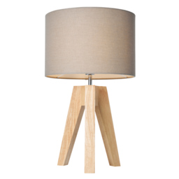 Devlin Wooden Tripod Table Lamp - Taupe