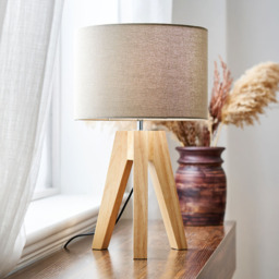 Devlin Wooden Tripod Table Lamp - Taupe - thumbnail 5
