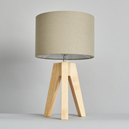 Devlin Wooden Tripod Table Lamp - Taupe - thumbnail 3