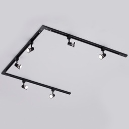 3 metre U Shape Track Light Kit with 6 Harlem Heads and LED Bulbs - Black - thumbnail 2