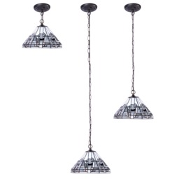 Tiffany by Tiff 2 Light 30cm Art Deco Ceiling Pendant - Antique Brass - thumbnail 6