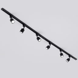 2m Track Light Kit with 6 Soho Heads and LED Bulbs - Black - thumbnail 2