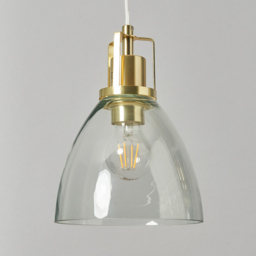 Indy 3 Light Ceiling Diner Pendant with Clear Shades - Satin Brass - thumbnail 4
