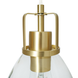Indy 3 Light Ceiling Diner Pendant with Clear Shades - Satin Brass - thumbnail 5